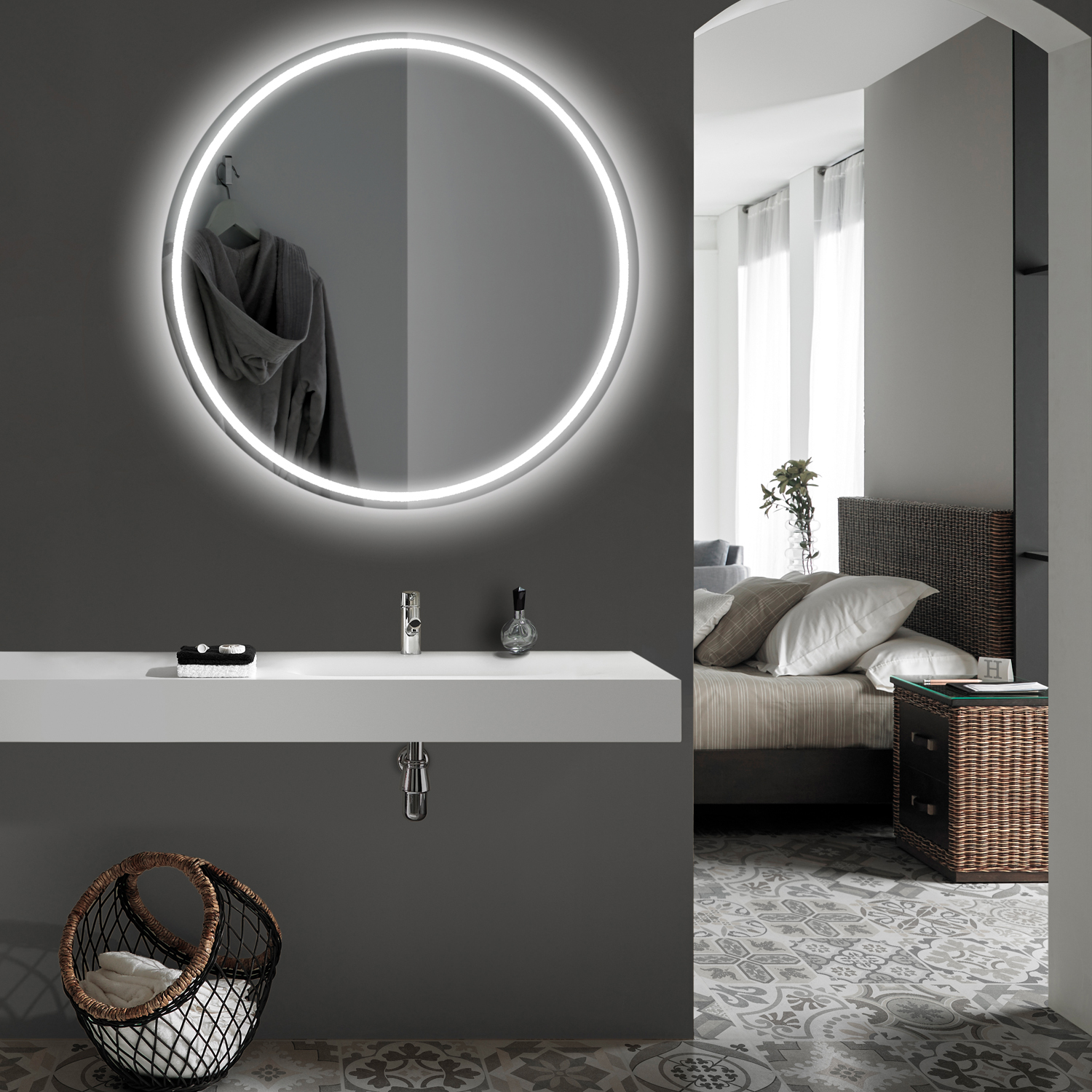 gedy-salvador-miroir-rond-90-cm-bord-poli-transparent image 3