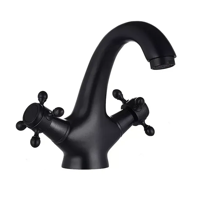 hudor-c-phise-robinet-lavabo-noir-mat-laiton-col-de-cygne image 1