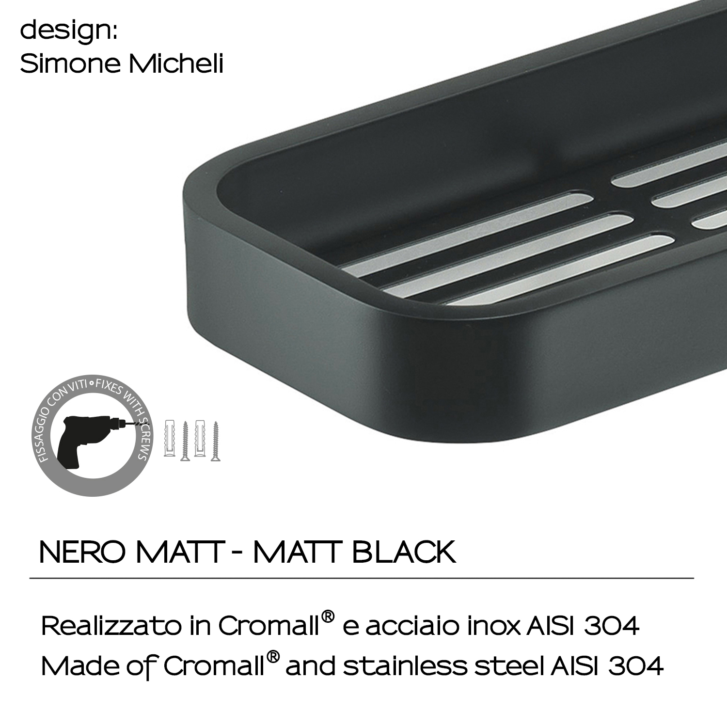 gedy-outline-porte-objets-douche-noir-mat image 3