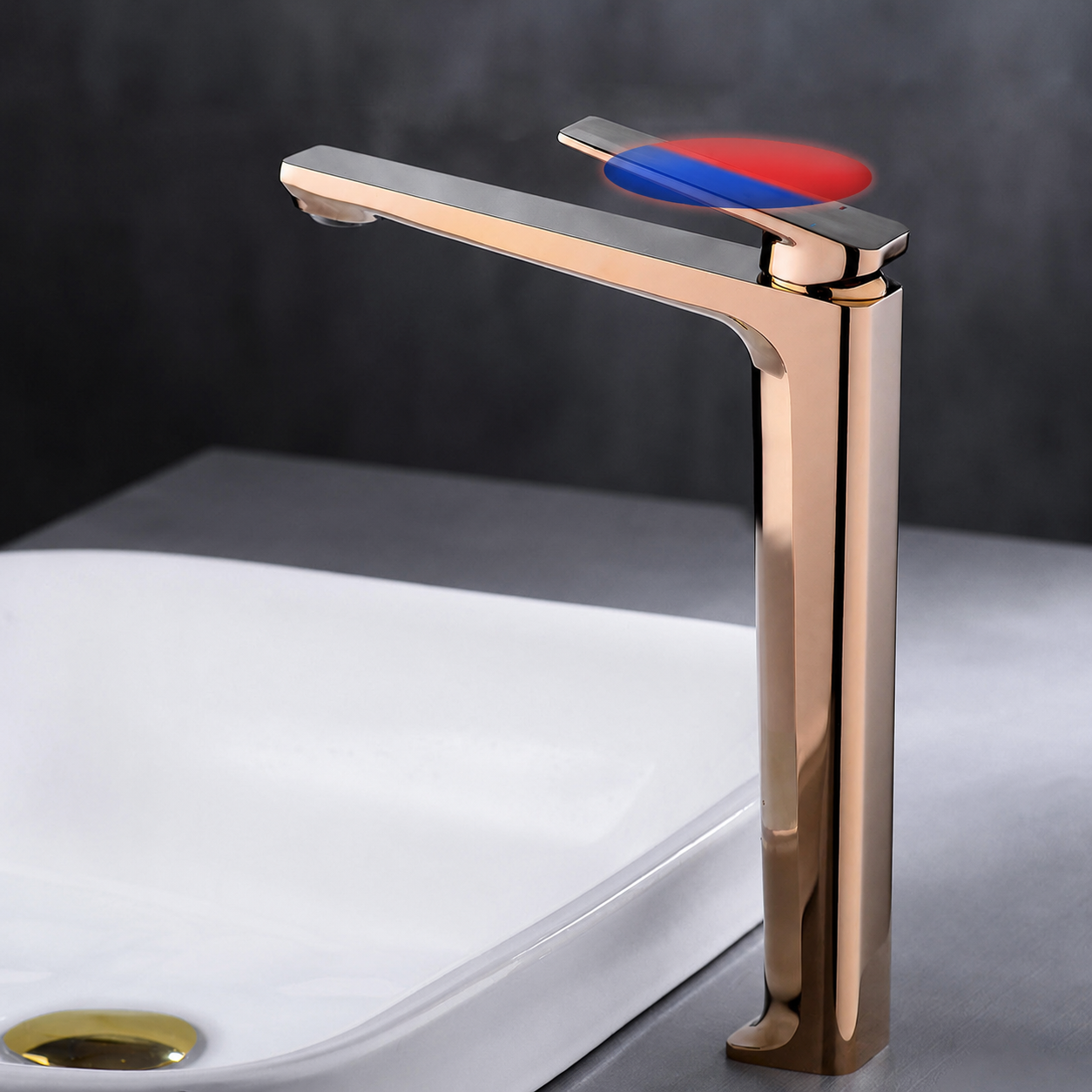 hudor-p-n-e-robinet-lavabo-sur-lev-or-rose-laiton image 2
