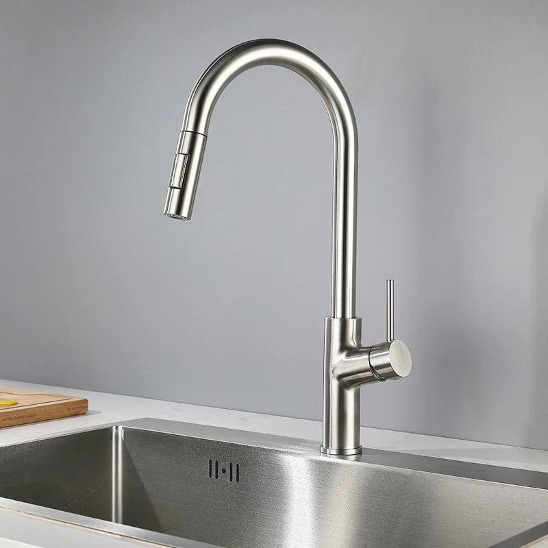 hudor-scamandre-robinet-cuisine-nickel-bross-douchette-extractible image 2