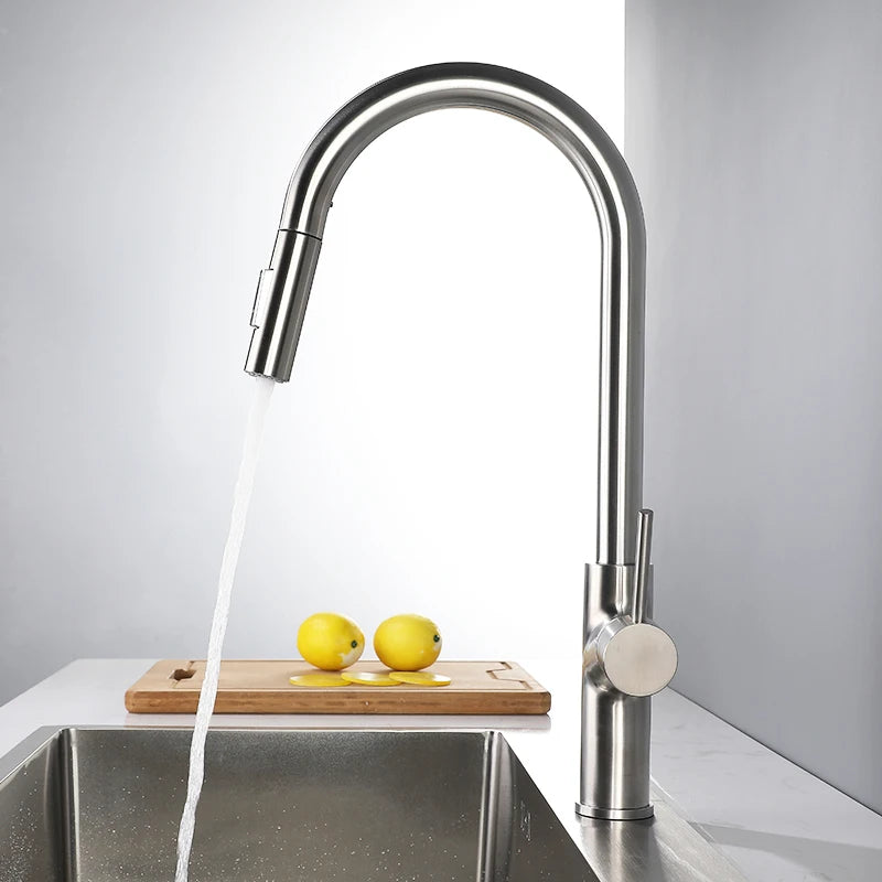 hudor-scamandre-robinet-cuisine-nickel-bross-douchette-extractible image 3