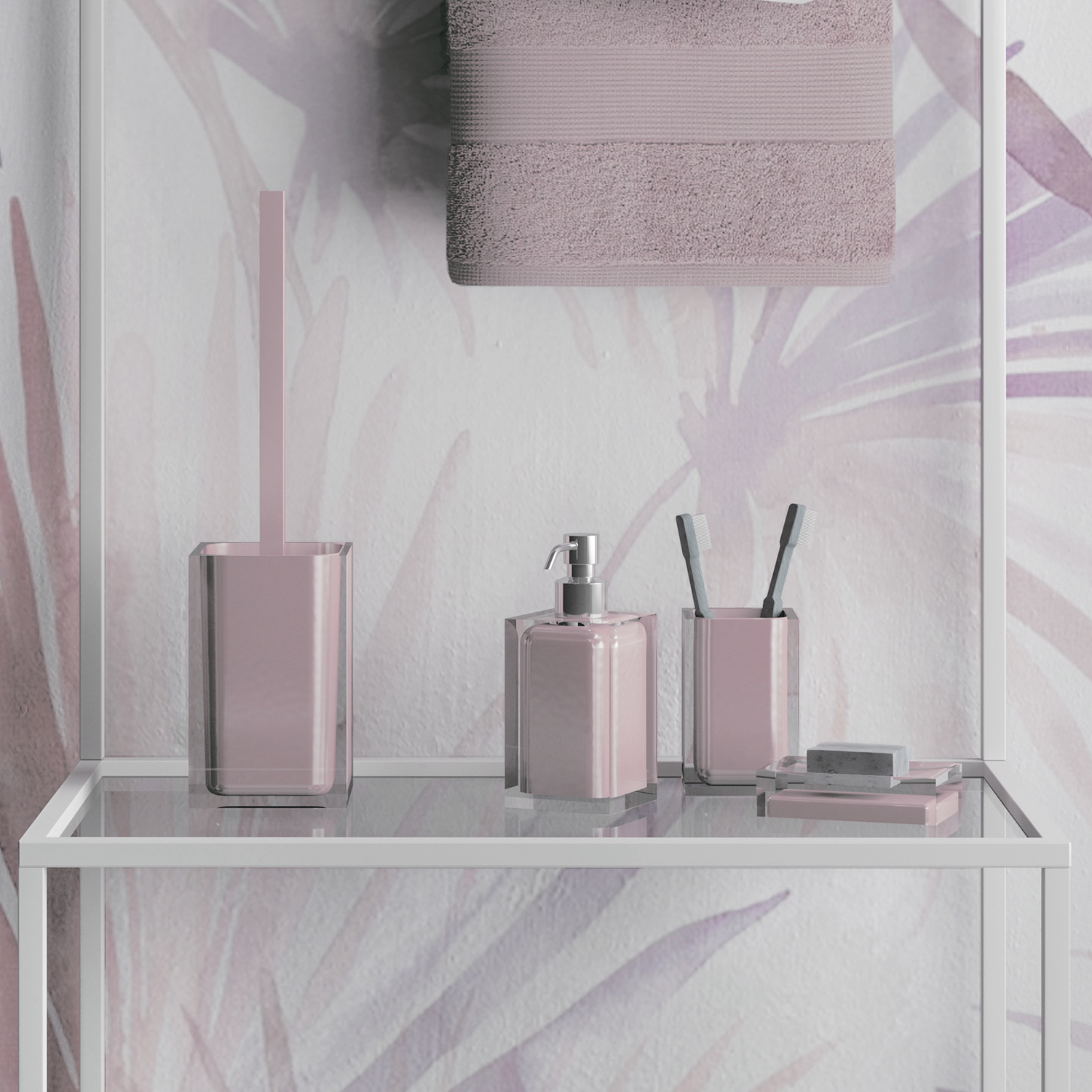 gedy-rainbow-porte-brosse-wc-rose-poser image 3
