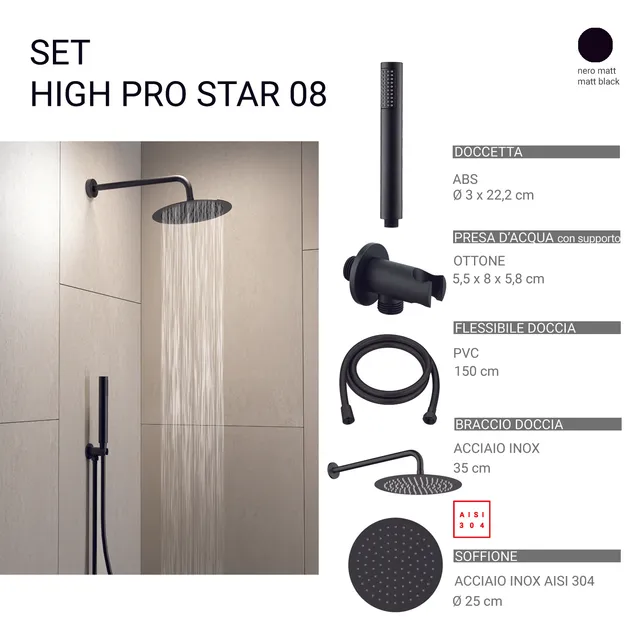 gedy-high-pro-star-08-ensemble-douche-rond-noir-mat-5-pi-ces image 1