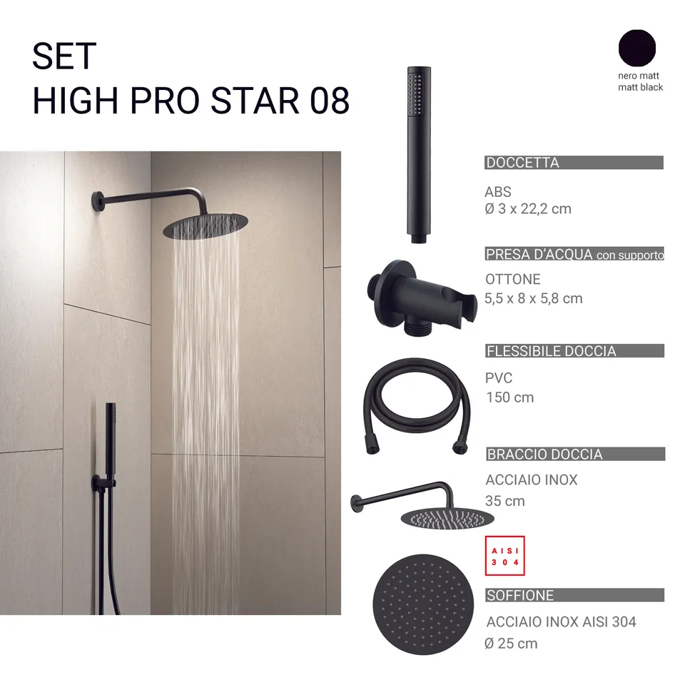 gedy-high-pro-star-08-ensemble-douche-rond-noir-mat-5-pi-ces image 1