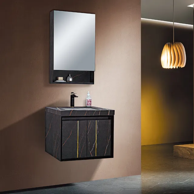 hudor-cw20017-meuble-salle-de-bain-suspendu-noir-mat-vasque image 1