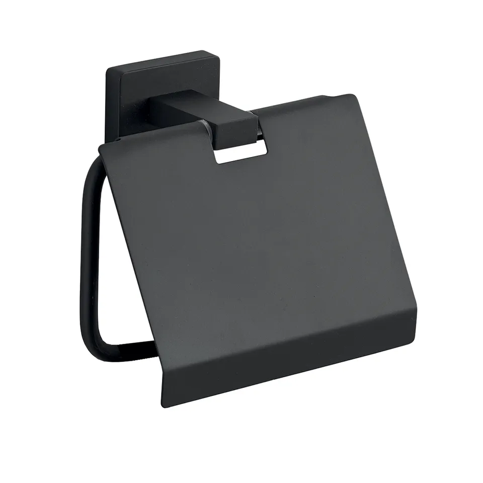 gedy-atena-porte-rouleau-avec-couvercle-noir-mat-fixer image 1