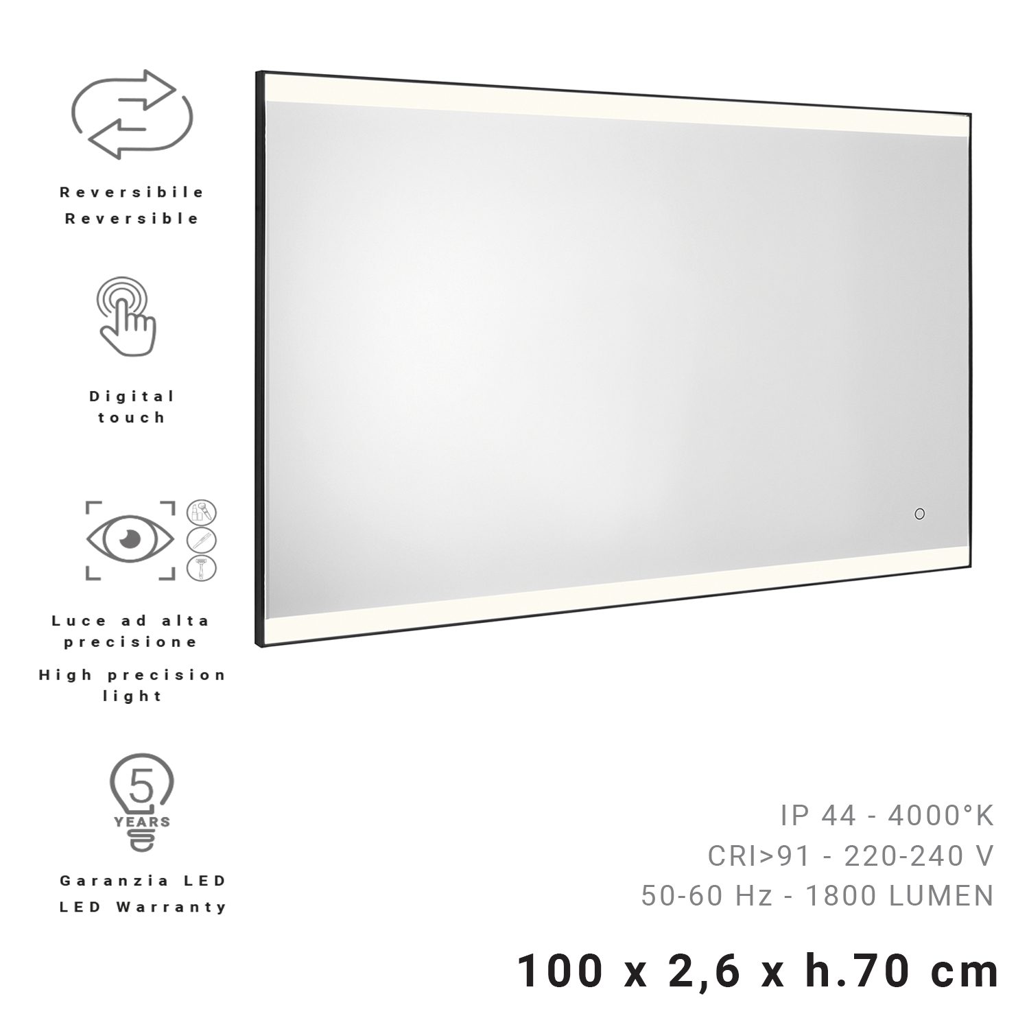 gedy-jeff-miroir-led-70x100-rectangulaire-r-tro-clair image 3