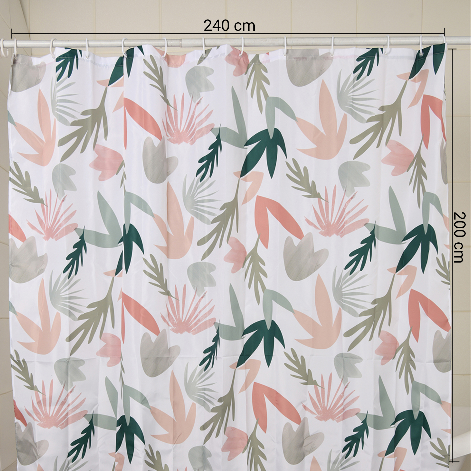 gedy-soft-rideau-de-douche-240x200-cm-blanc-rose-vert image 2