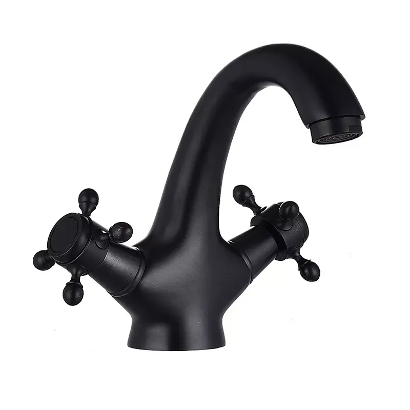 hudor-c-phise-robinet-lavabo-noir-mat-laiton-col-de-cygne image 1