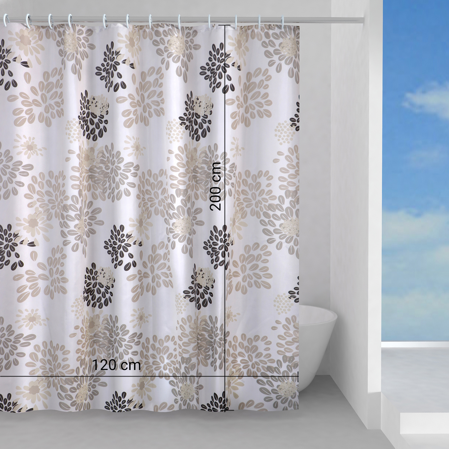 gedy-caff-rideau-de-douche-120x200-blanc-beige image 2
