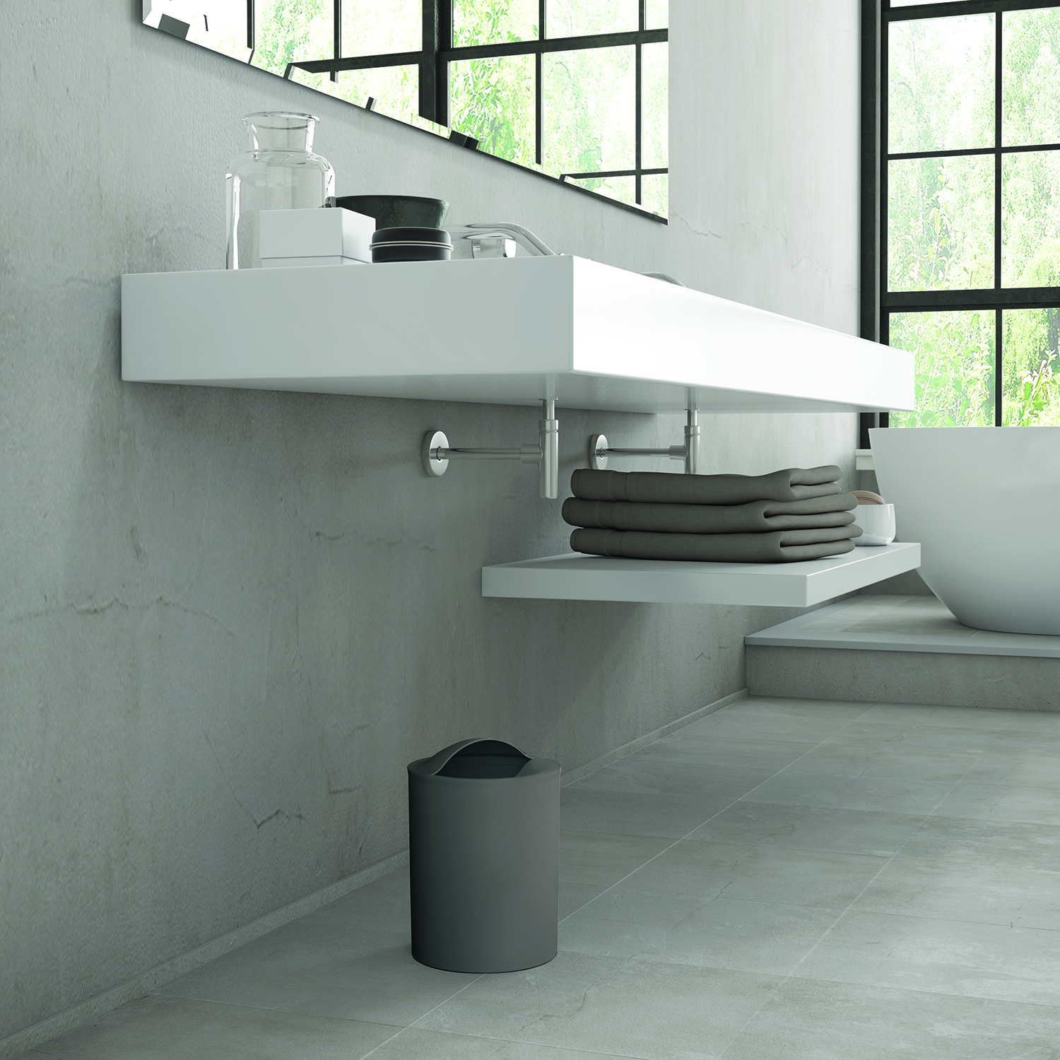 gedy-eye-poubelle-grise-salle-de-bain-sans-couvercle image 4
