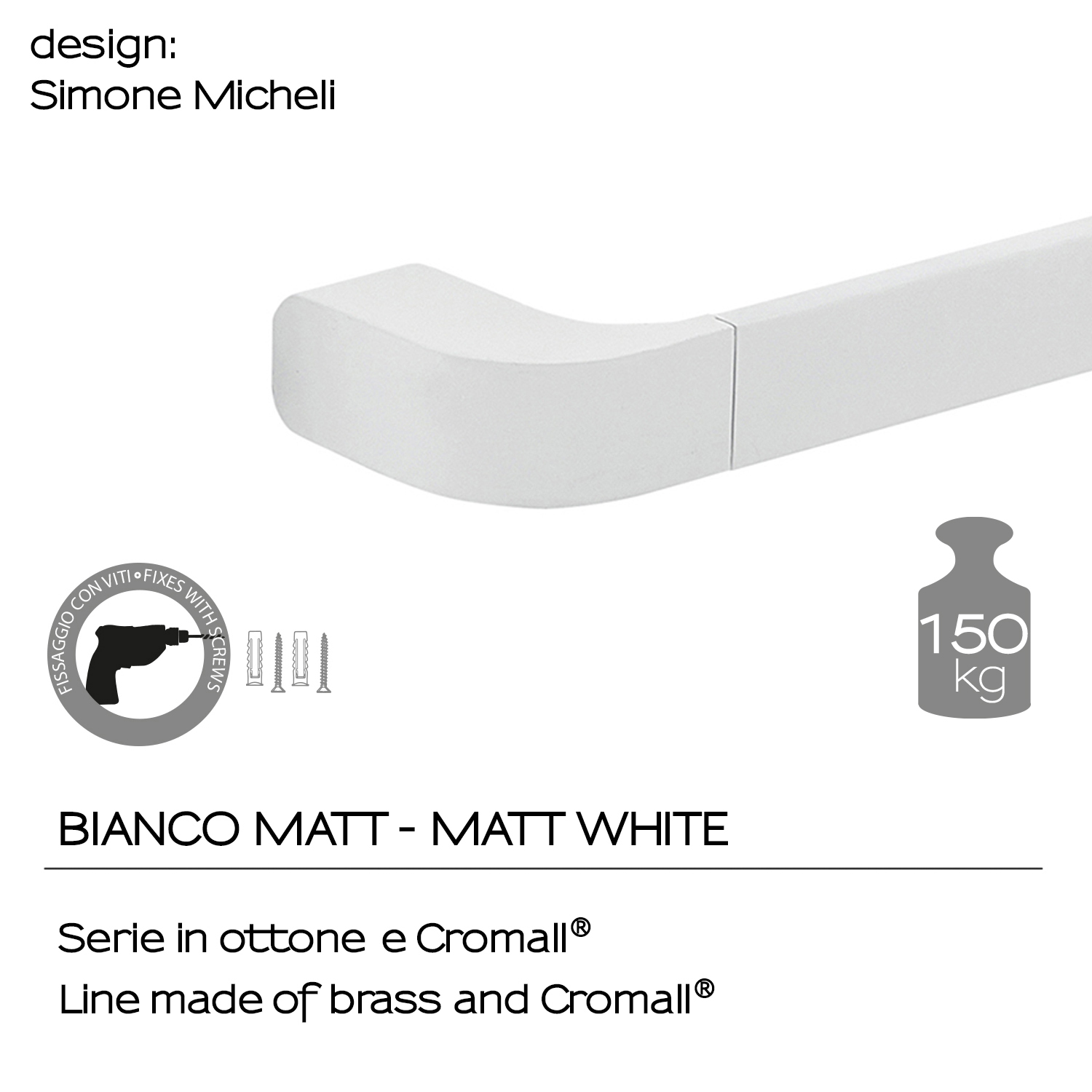 gedy-outline-porte-serviette-25-cm-blanc-mat image 3