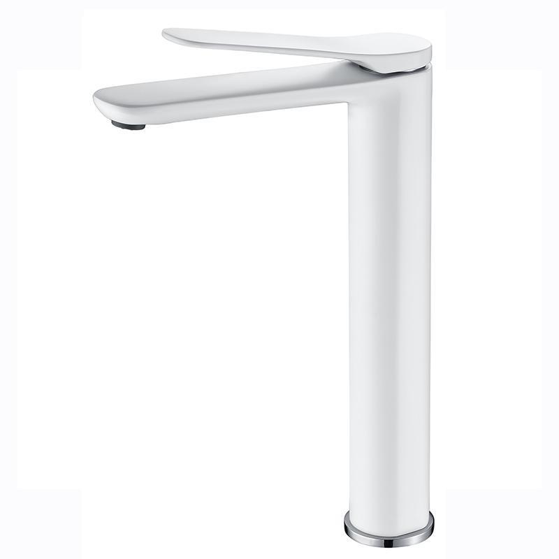 hudor-moderna-robinet-lavabo-sur-lev-blanc-mat-col-de-cygne image 1