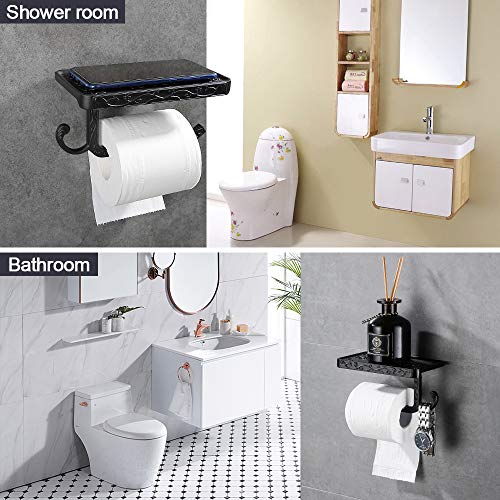 gricol-porte-rouleau-papier-toilette-mural-noir-vintage-avec-tablette image 8