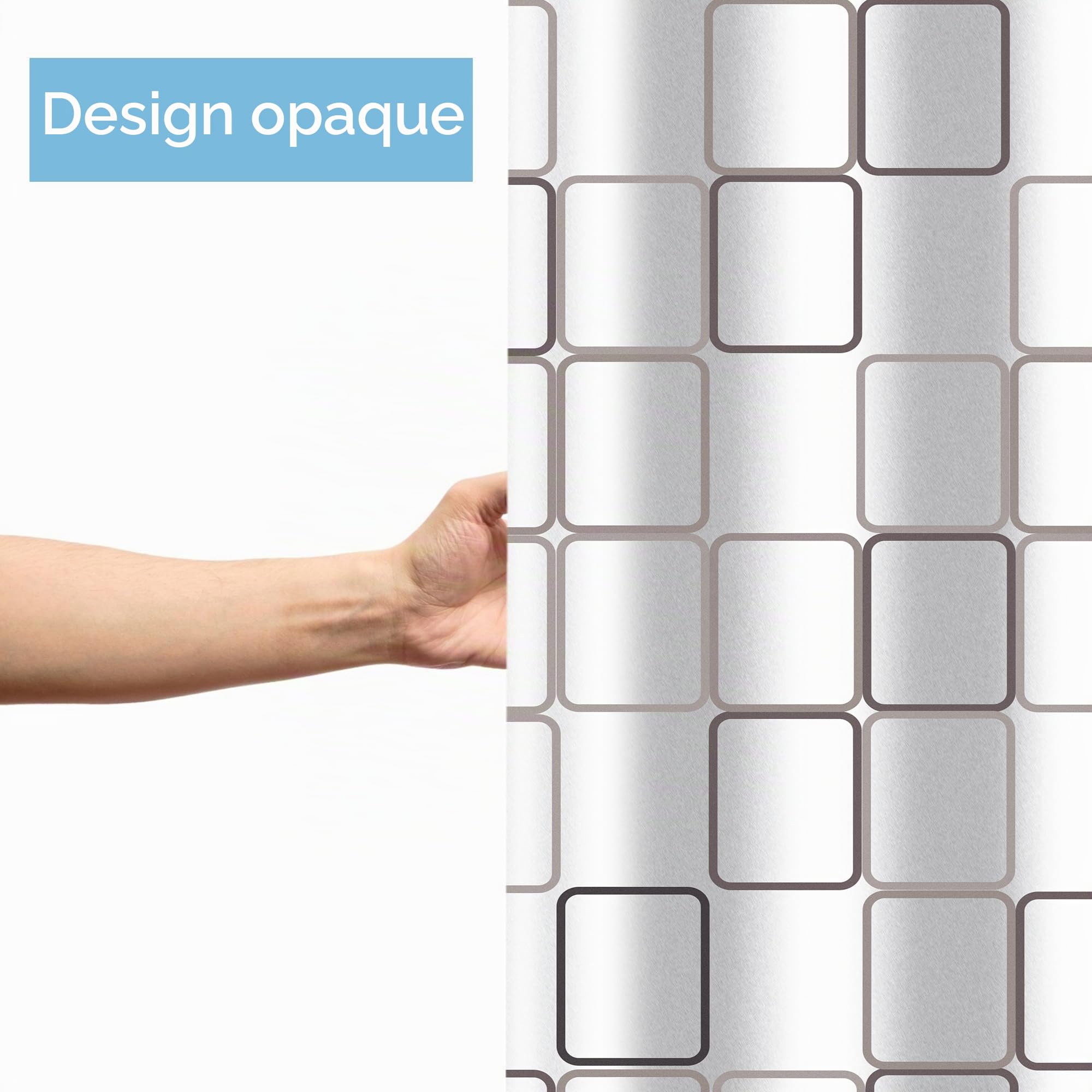 gricol-rideau-de-douche-polyester-180x180-blanc-carreaux-12-crochets image 7