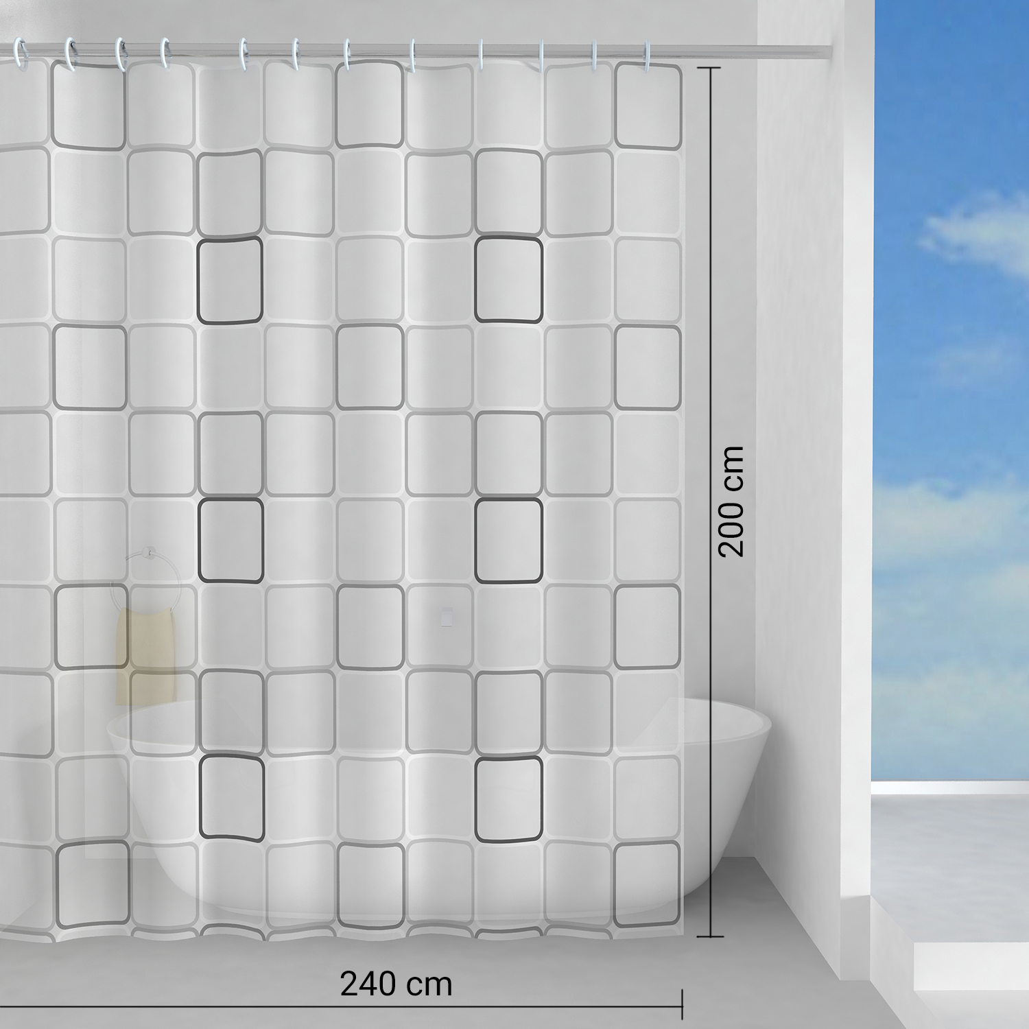 gedy-domino-rideau-de-douche-gris-240x200-cm image 2