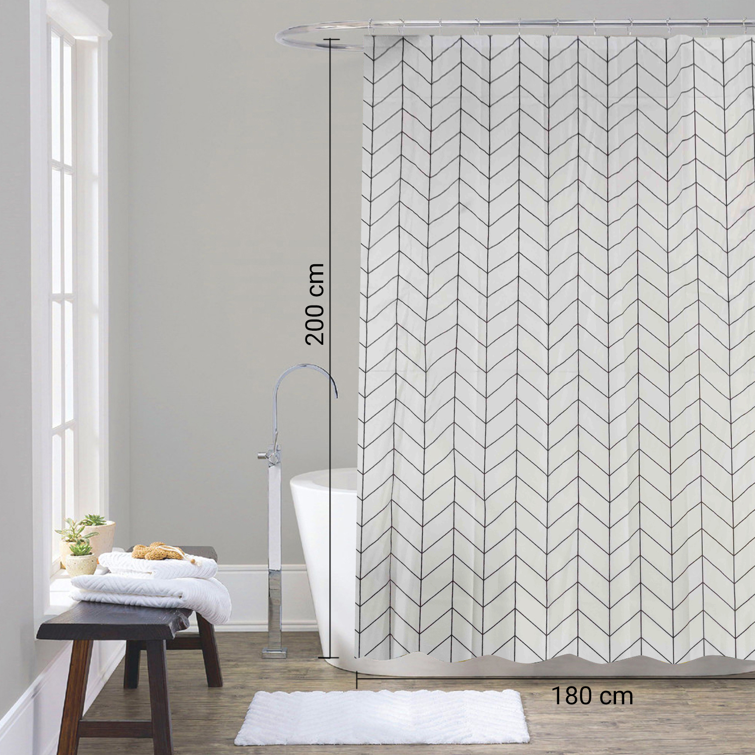 gedy-spiga-rideau-de-douche-180x200-cm-blanc-noir image 2