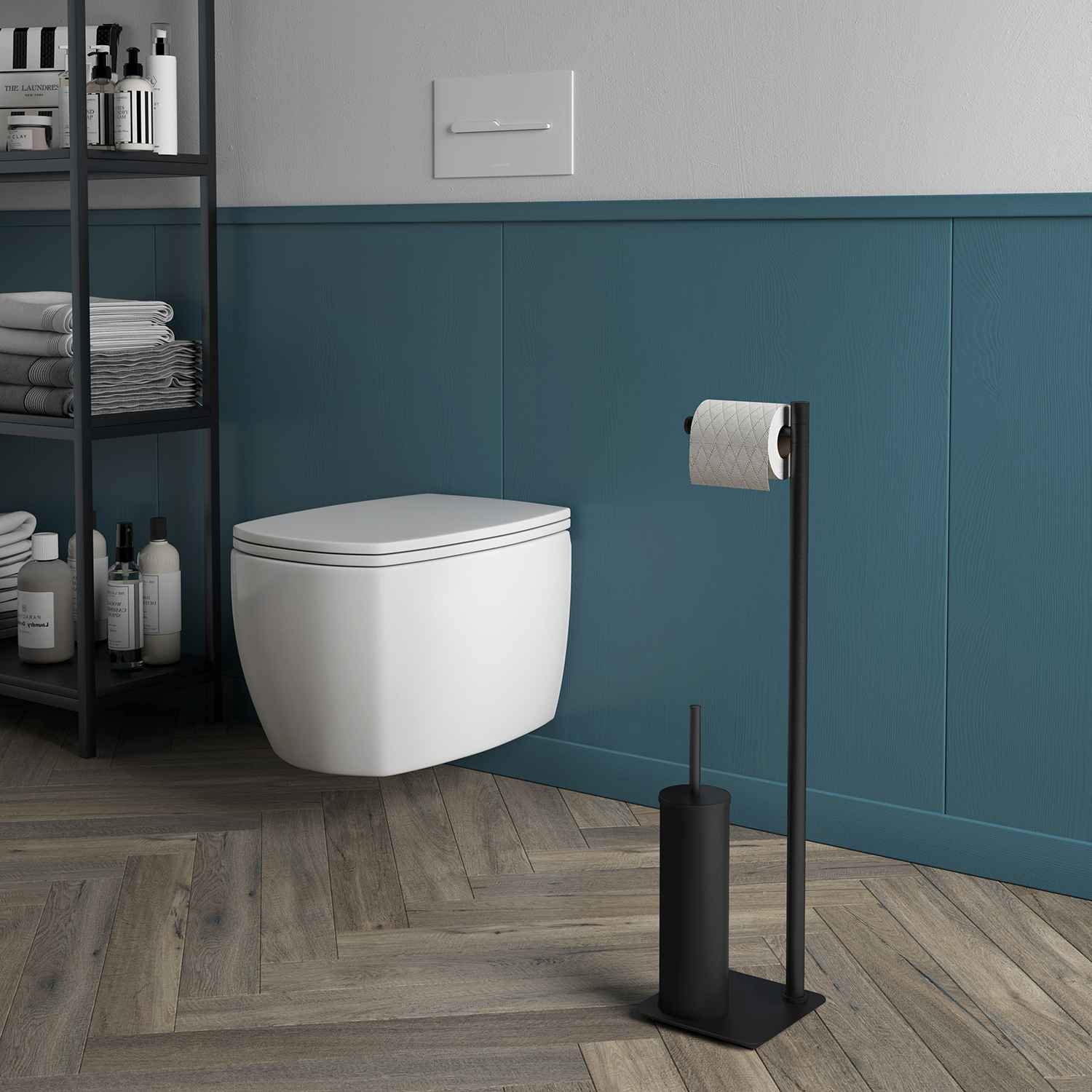 gedy-art-ensemble-wc-porte-papier-brosse-noir-mat image 3