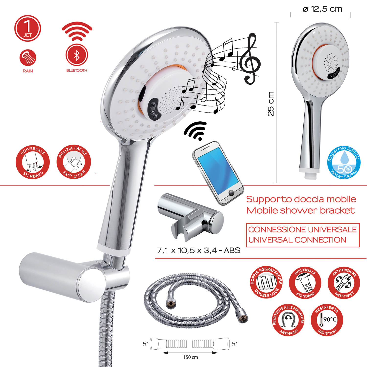 gedy-music-00-kit-de-douche-1-jet-blanc-chrome image 2
